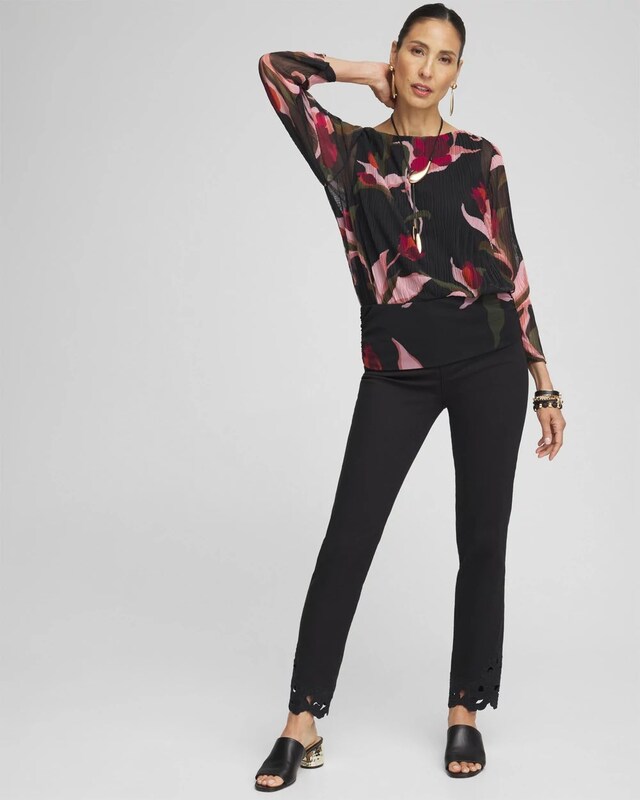 Girlfriend Floral Cutout Ankle Jeans - image 2